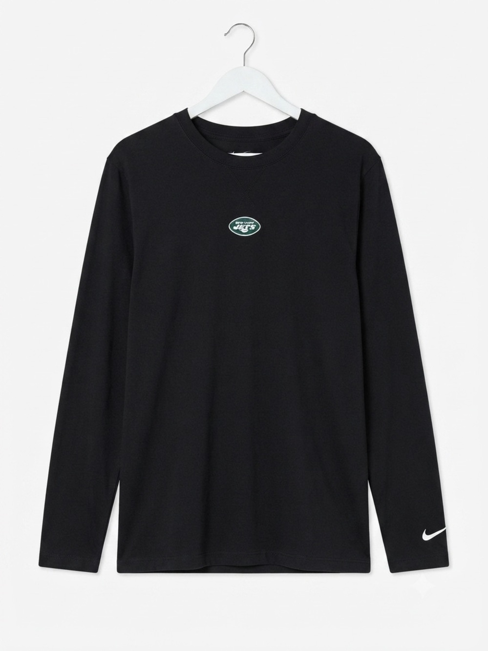 Nike Long Sleeve Black Crewneck Tee with White Swoosh